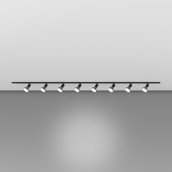 Sistema binario 300cm monofase nero 8 spot e27 orientabili