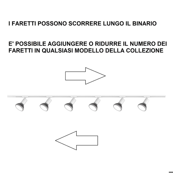 Sistema binario 300cm monofase nero 8 spot e27 orientabili
