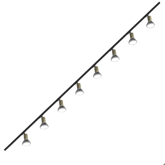 Luci a binario nero oro 300cm con 8 spot e27 orientabili