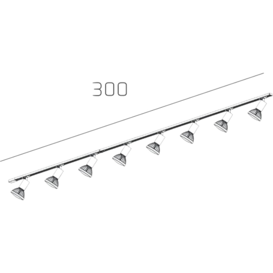 Luci a binario nero oro 300cm con 8 spot e27 orientabili