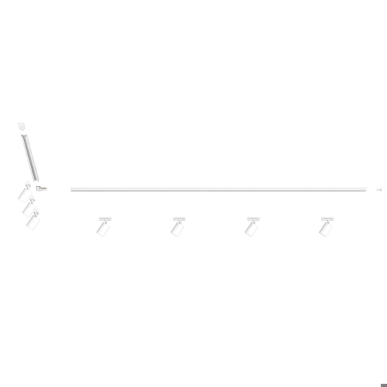 Sistema a binario 300cm angolare monofase bianco con 7 spot e27 orientabili