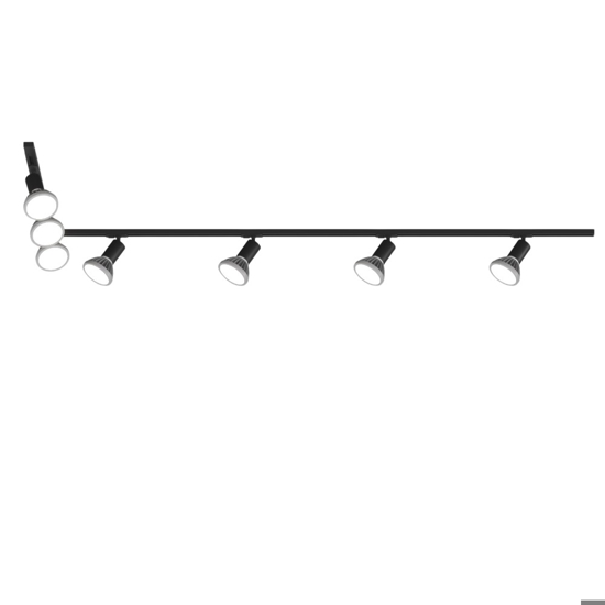 Sistema binario 300cm angolare nero 7 spot orientabili e27 monofase