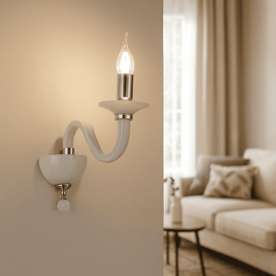 Ondaluce ravel applique classica vetro bianco una luce e14