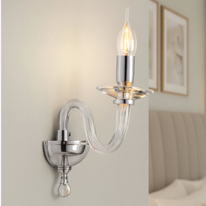 Applique classica per camera da letto ondaluce ravel 1 luce vetro trasperente cromo