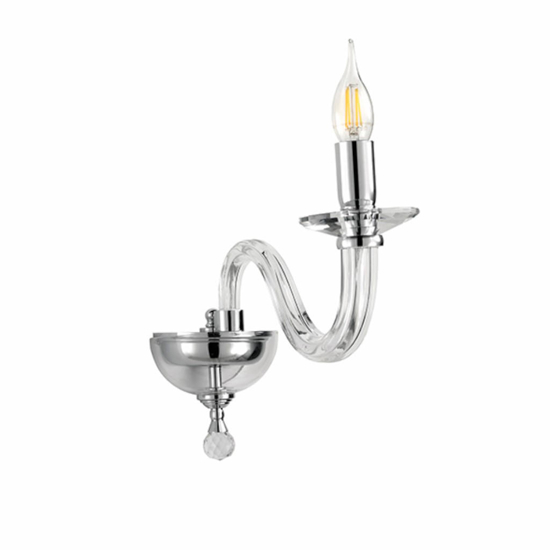 Applique classica per camera da letto ondaluce ravel 1 luce vetro trasperente cromo