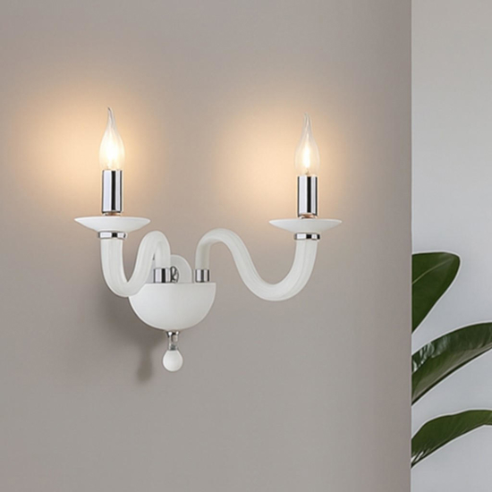 Applique per camera da letto classica ondaluce ap ravel vetro bianco 2 luci