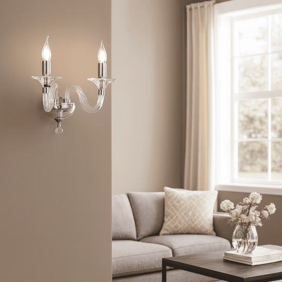 Applique per camera da letto classica ondaluce ap ravel vetro bianco 2 luci