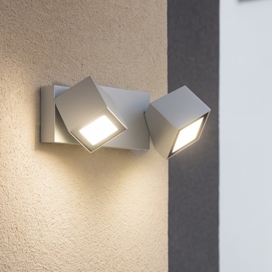 Applique da esterno grigia ip54 ap steve ondaluce led 4000k orientabili