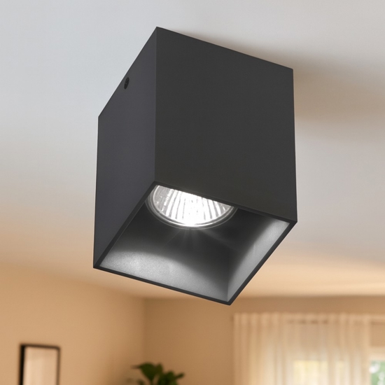 Faretto da soffitto gu10 nero cubo per interno