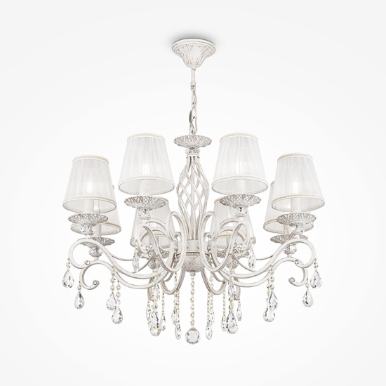 Maytoni grace lampadario per salone bianco anticato 8 luci