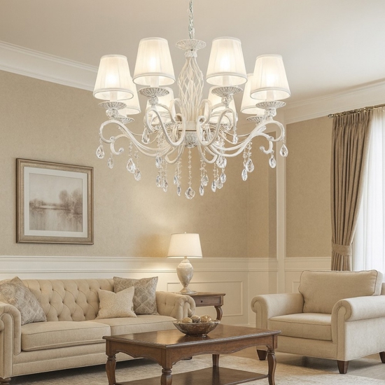 Maytoni grace lampadario per salone bianco anticato 8 luci