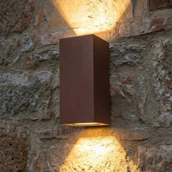 Top light applique da esterno atene corten parallelepipedo moderno