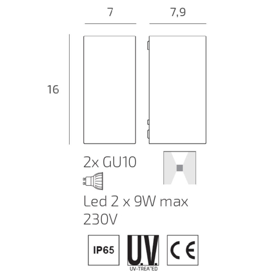 Top light applique da esterno atene nera moderna ip65