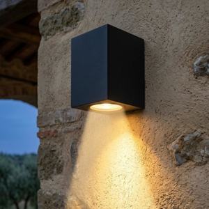 Top light atene applique da esterno nera parallelepipedo moderno ip65