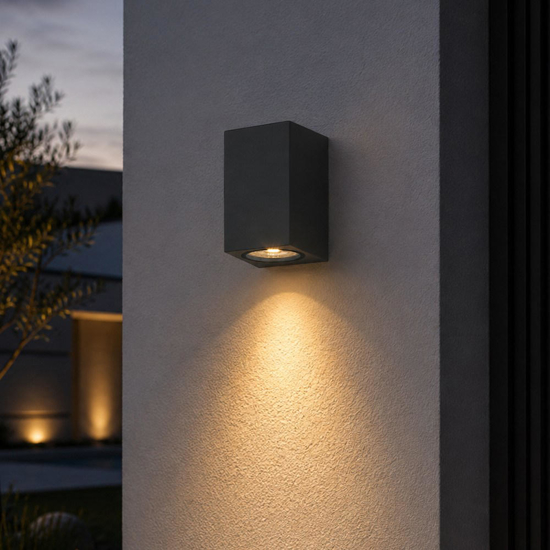 Top light atene applique da esterno nera parallelepipedo moderno ip65