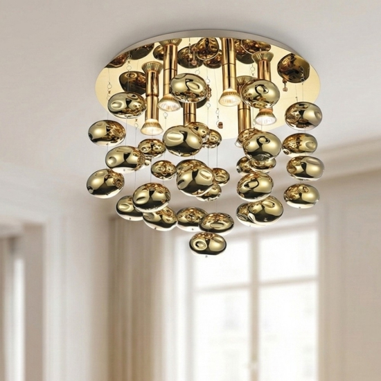 Plafoniera luxury bolle di vetro oro 50cm per camera da letto elegante