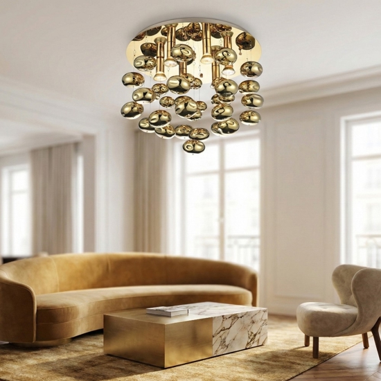 Plafoniera luxury bolle di vetro oro 50cm per camera da letto elegante
