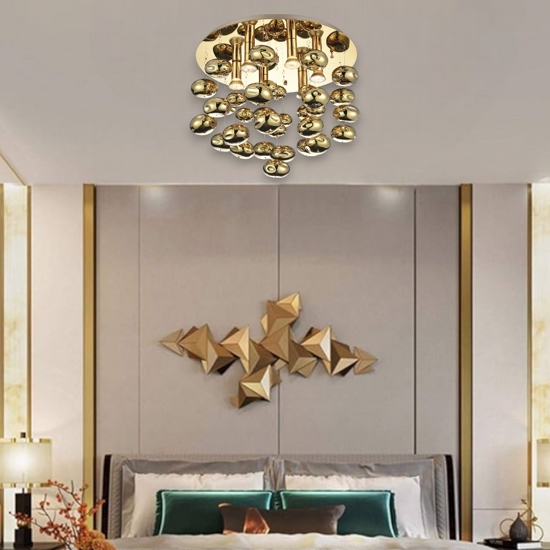 Plafoniera luxury bolle di vetro oro 50cm per camera da letto elegante