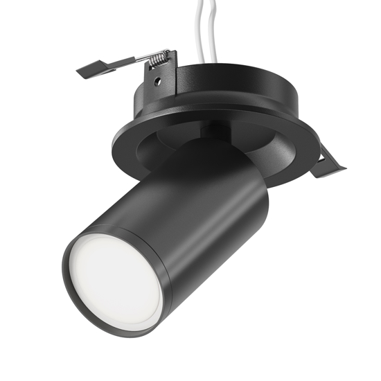 Faretto da incasso a soffitto cilindro nero orientabile focus maytoni