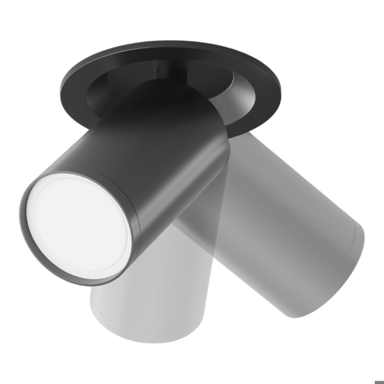 Faretto da incasso a soffitto cilindro nero orientabile focus maytoni