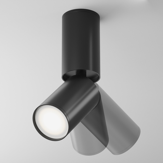 Faretto da soffitto orientabile nero cilindro maytoni focus