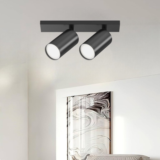 Maytoni plafoniera nera da soffitto per cucina con faretti orientabili focus