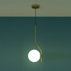 Lampadario da bagno oro sfera vetro bianco