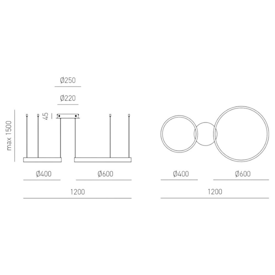 Lampadario criseide gea luce bianco led 60w 3000k moderno