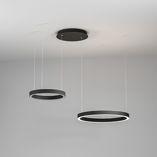 Gea luce lampadario criseide nero cerchi moderno led 60w 3000k