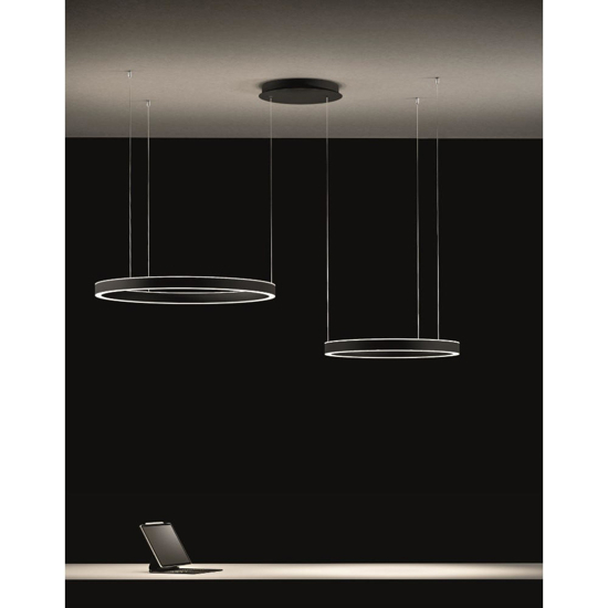 Gea luce lampadario criseide nero cerchi moderno led 60w 3000k