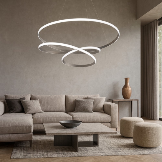 Lampadario diva sg titanio di gea luce design led 47w 3000k
