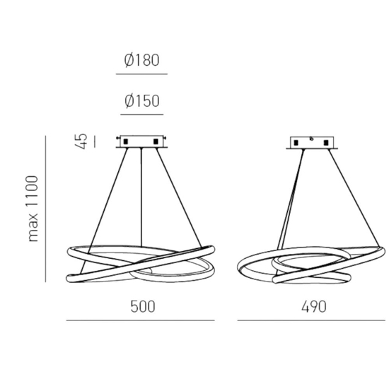 Diva sp bianco gea luce lampadario moderno led 39w 3000k
