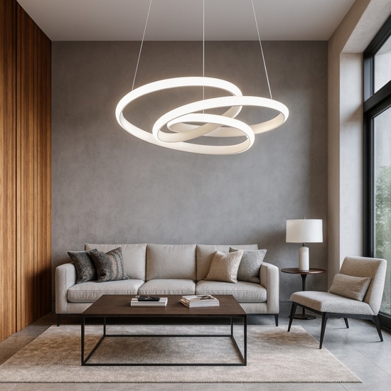 Lampadario diva s-s led 80w 3000k bianco design moderno gea luce
