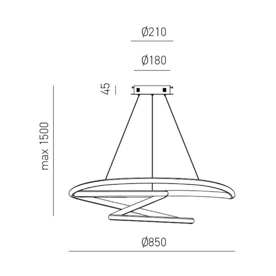 Lampadario diva s-s- titanio gea luce led 80w 3000k moderno