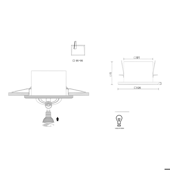 Faretto da incasso quadrato bianco orientabile maytoni metal modern