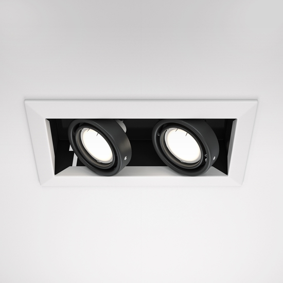 Maytoni metal modern faretto da incasso soffitto bianco 2 luci orientabili