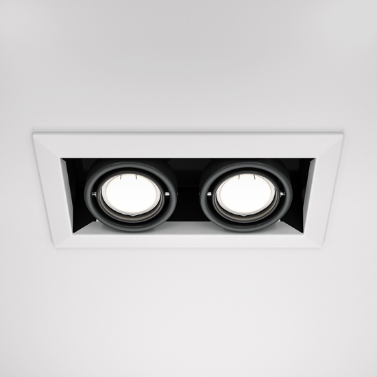 Maytoni metal modern faretto da incasso soffitto bianco 2 luci orientabili