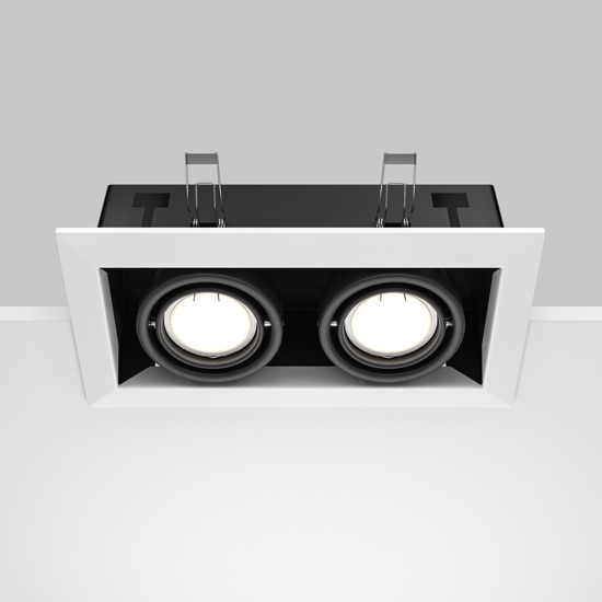 Maytoni metal modern faretto da incasso soffitto bianco 2 luci orientabili