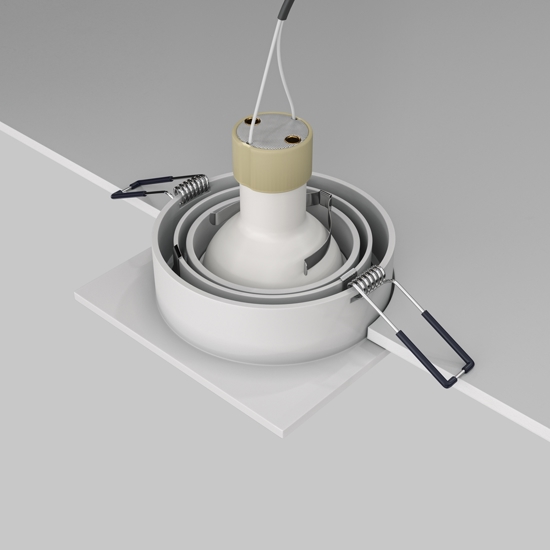 Faretto quadrato onda bianco da incasso a soffitto orientabile maytoni