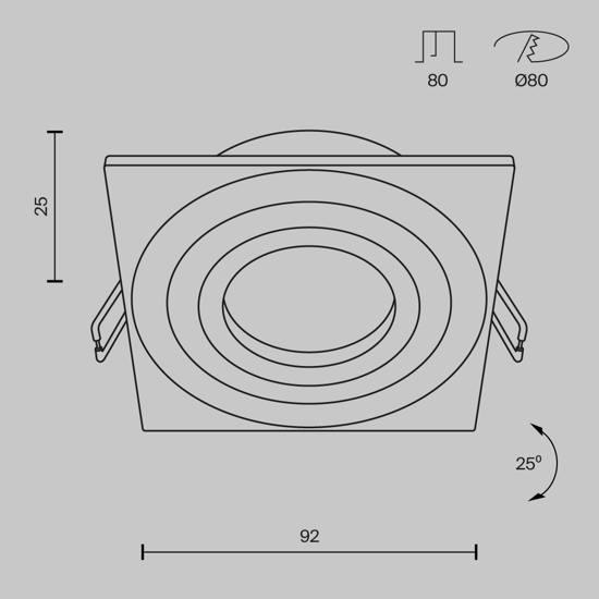 Faretto quadrato onda bianco da incasso a soffitto orientabile maytoni