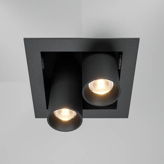 Maytoni faretto da incasso magnum led 14w 3000k nero 2 luci orientabili