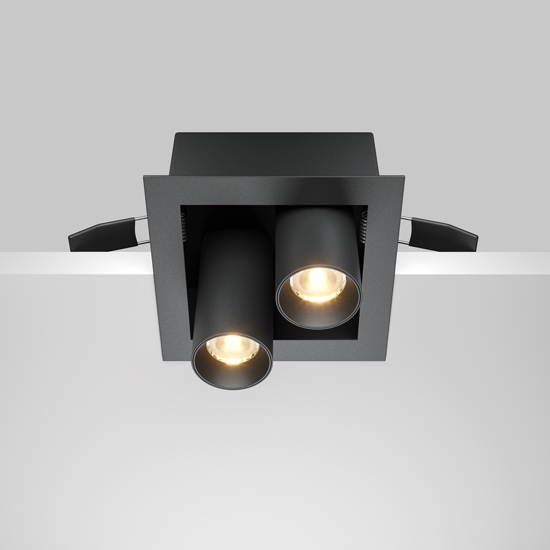 Maytoni faretto da incasso magnum led 14w 3000k nero 2 luci orientabili