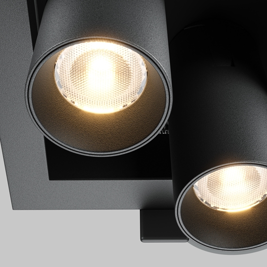 Maytoni faretto da incasso magnum led 14w 3000k nero 2 luci orientabili