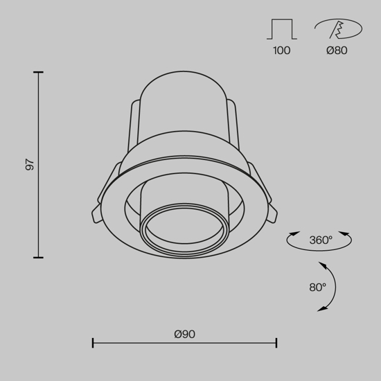 Maytoni hidden faretto da incasso led 10w 3000k 220v tondo bianco orientabile retrattile
