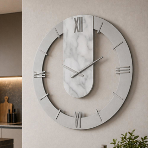 Grande orologio moderno a muro effetto marmorizzato 70cm