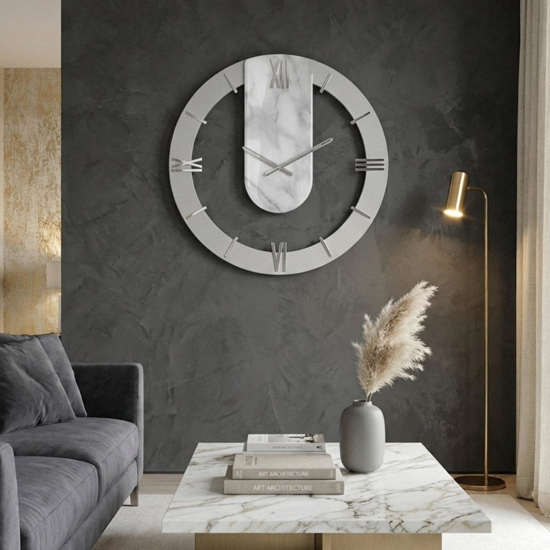 Grande orologio moderno a muro effetto marmorizzato 70cm