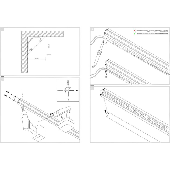 Profilo anfolare avana 2mt bianco per strisce led max 10mm gea luce