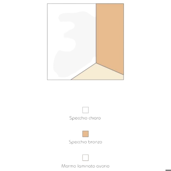 Specchio da parete quadrato 100cm bronzo - marmo laminato avorio