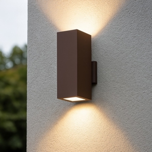Applique da esterno marrone corten squadrato gea luce