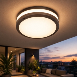 Plafoniera da esterno rotonda marrone gea luce ura
